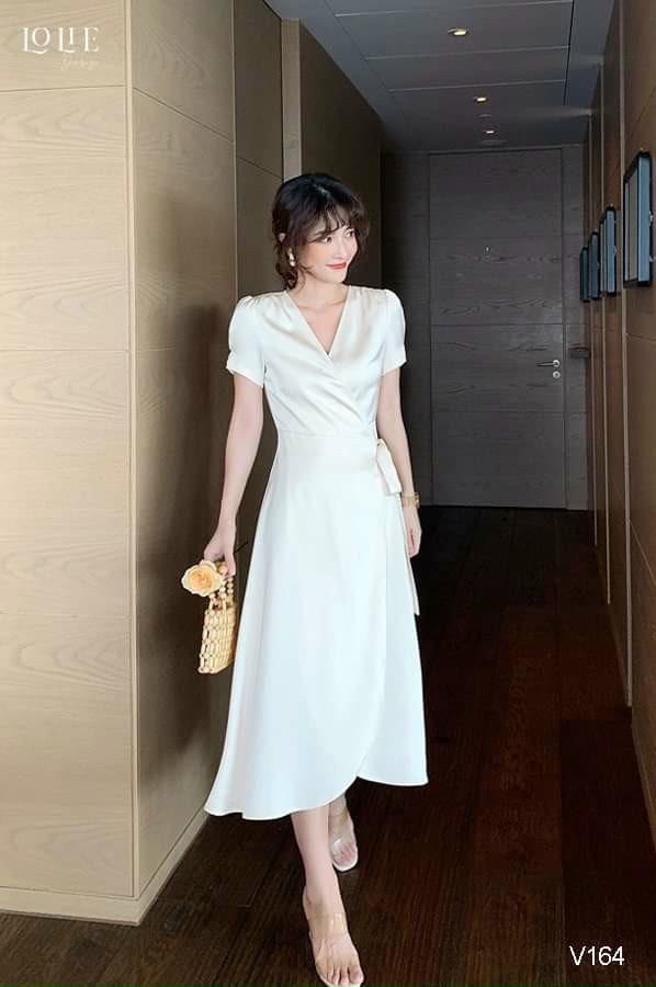 ĐẦM XÒE CHÉO NGỰC CỘT EO 73668070