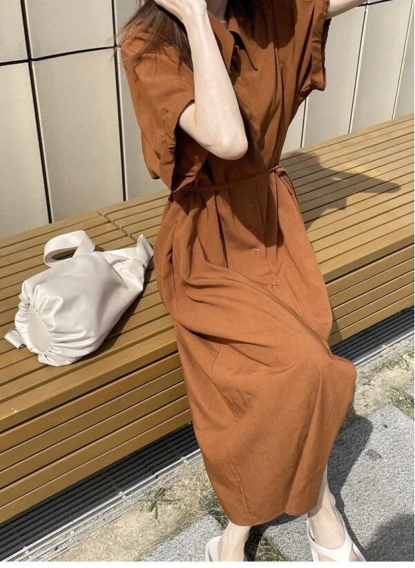 ĐẦM SUÔNG SƠ MI CAM ĐẤT