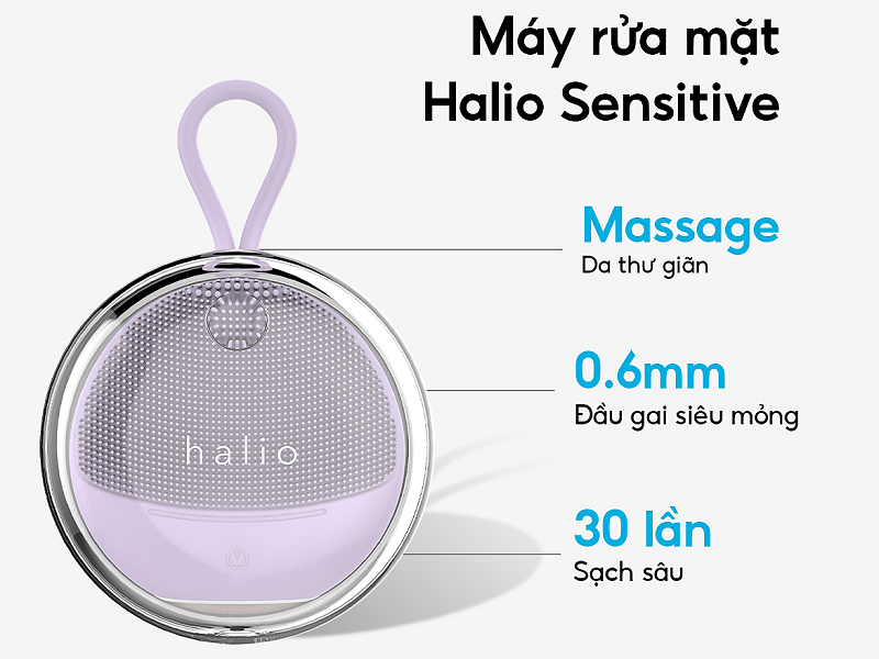 Máy Rửa Mặt Halio Sensitive Facial Device Dành Cho Da Nhạy Cảm - Sóng Âm Sạch Sâu, Kèm Hộp Treo