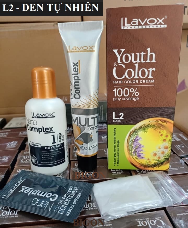 Kem Nhuộm Dưỡng Tóc Phủ Bạc Lavox Youth&Color L2 - Màu Đen