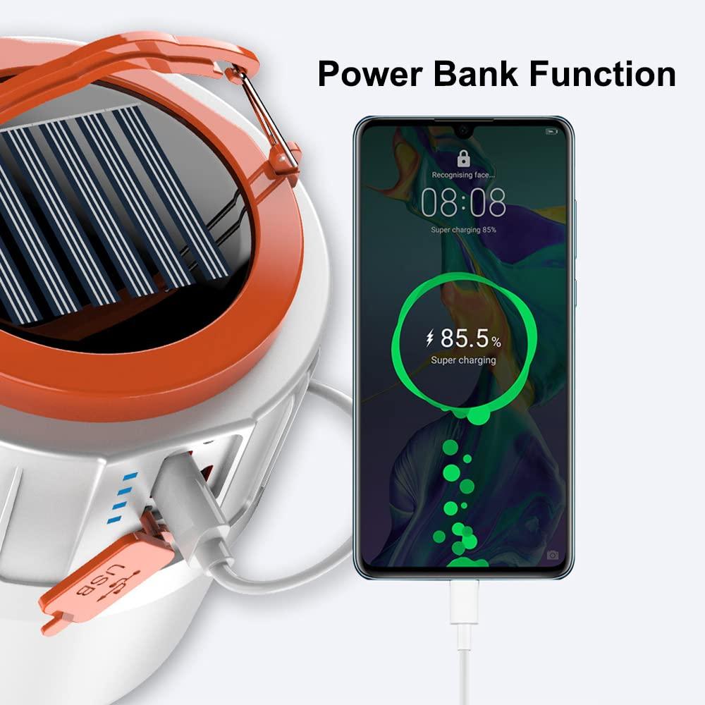 Đèn cắm trại năng lượng mặt trời, đèn cắm trại USB có thể sạc lại, ngân hàng điện và đèn pin để đi bộ đường dài, cắm trại, câu cá đêm, lều ]]