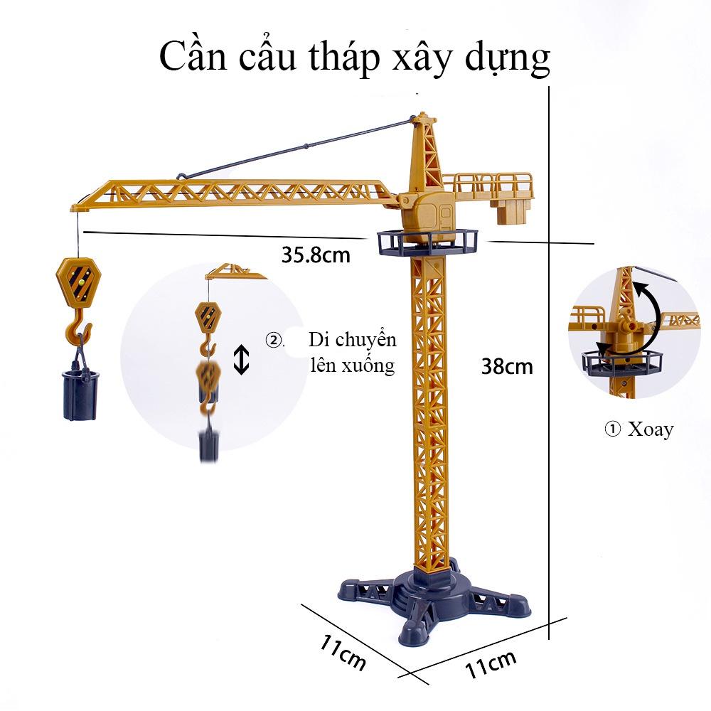 Đồ chơi mô hình cần trục tháp xây dựng xoay 360 độ, móc điều chỉnh lên xuống