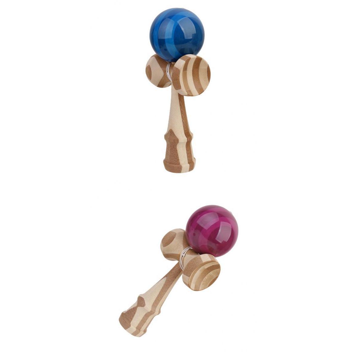 Kendama Japanese Ball Bamboo Tossing Catching Skill Game Toys Blue & Purple