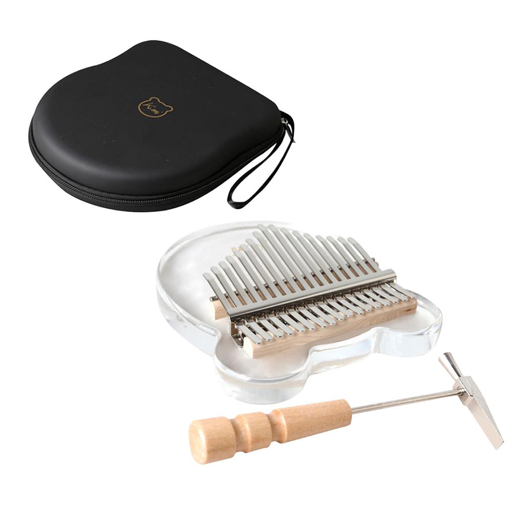 Đàn Kalimba Mbira 17 phím thân nhựa acrylic trong suốt kèm búa chỉnh âm, hình dán và khăn vệ sinh