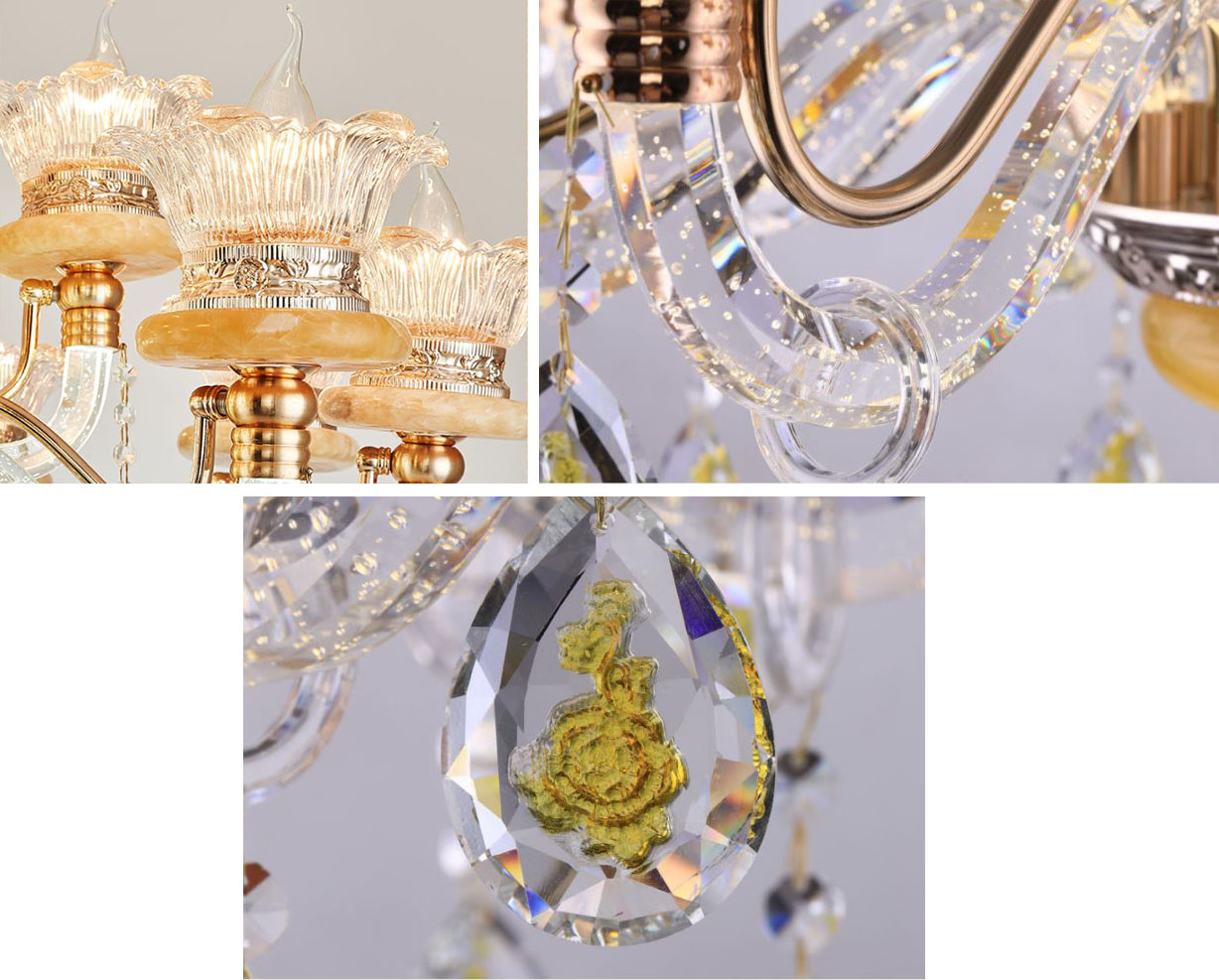 Đèn chùm goldseee SHYDO phong cách sang trọng 8 tay trang trí nhà cửa hiện đại, cao cấp - kèm bóng LED chuyên dụng.