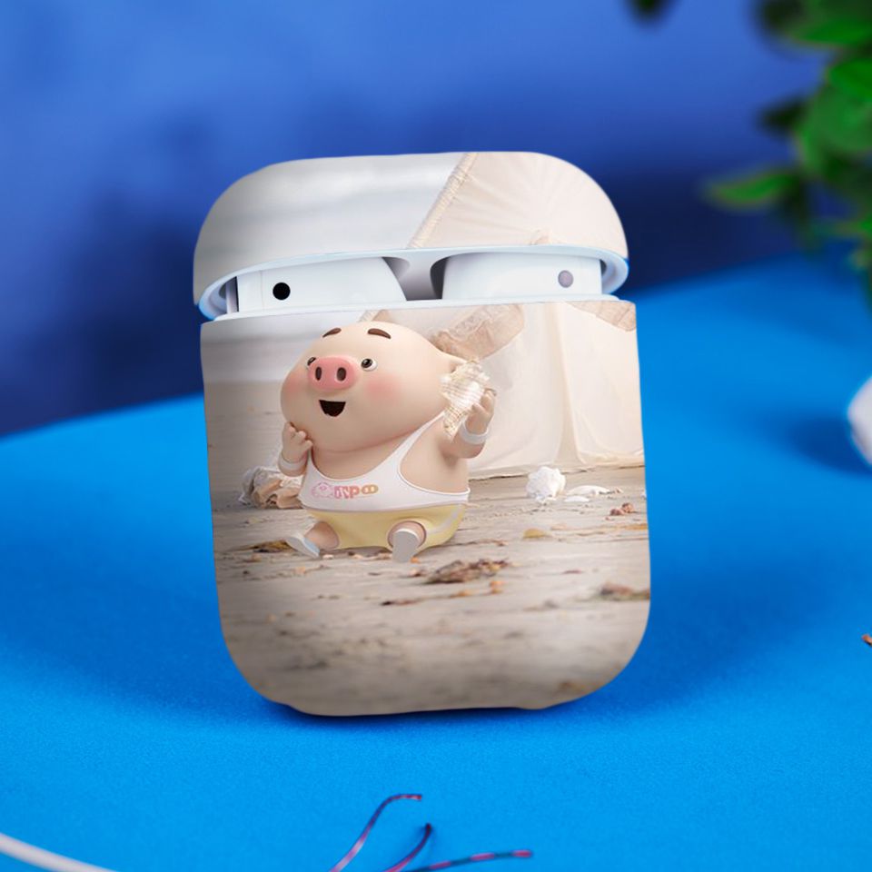 Miếng dán skin chống bẩn cho tai nghe AirPods in hình Heo con dễ thương - HEO2k19 - 018 (bản không dây 1 và 2)