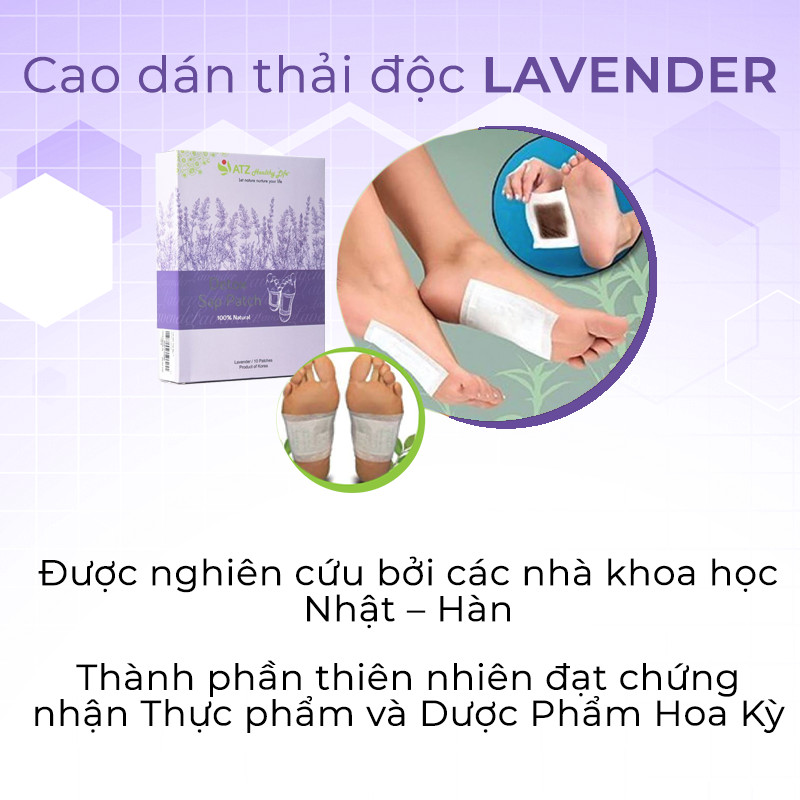 Cao Dán Thải Độc - ATZ Healthy Life - Lavender - Giải Quyết Vấn Đề Mất Ngủ, Giảm Mệt Mỏi