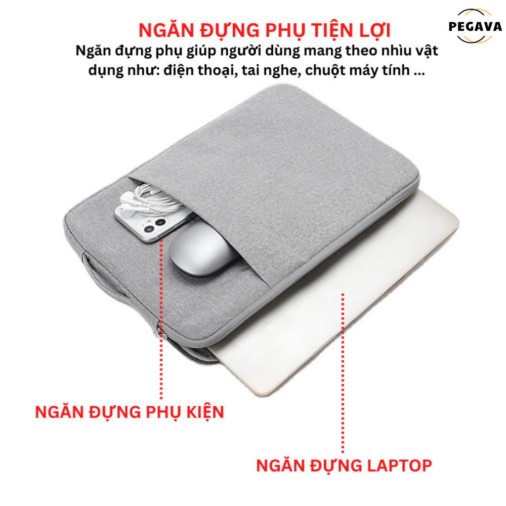 Túi Đựng Laptop Chống Sốc PEGAVA Cặp Đựng Laptop Chống Thấm Nước Có Quai Cầm – CS091