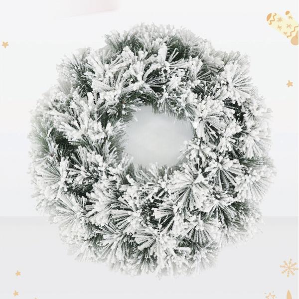 Vòng Hoa Lá Cước Phủ Tuyết - Trang Trí Noel 60 cm - Chaang Chiia LP-W-HDS