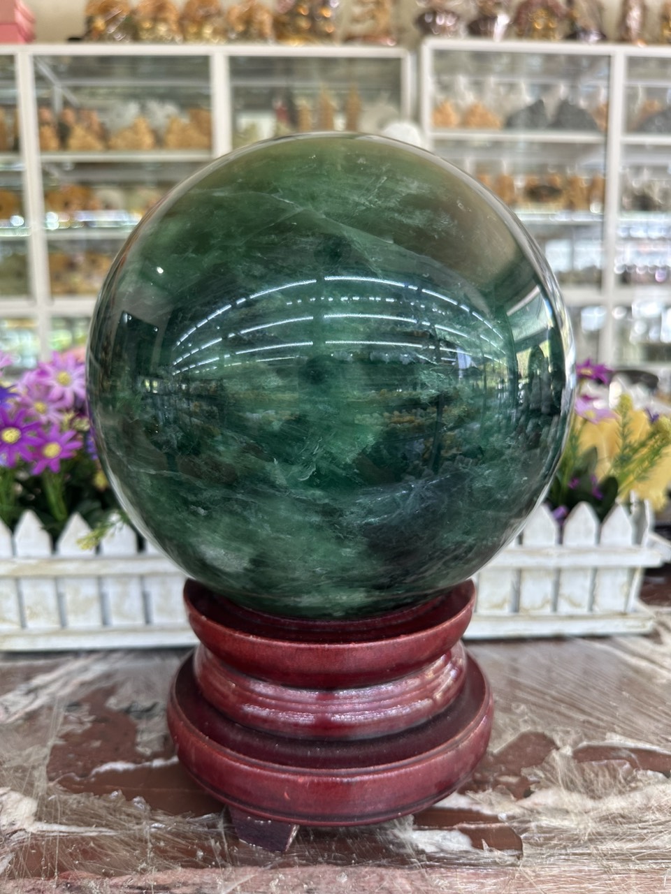 Quả cầu phong thủy đá thạch anh xanh - Đường kính 17,8 cm