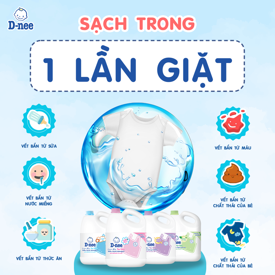 Nước giặt Quần Áo D-nee cho bé 3000ml-Màu TÍM