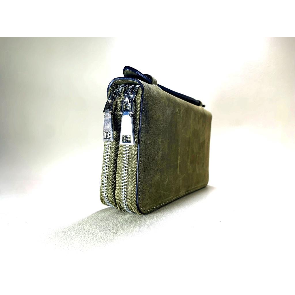 Ví Nam Cầm tay Clutch Dáng hộp Luxury Xanh S00121 Gowin