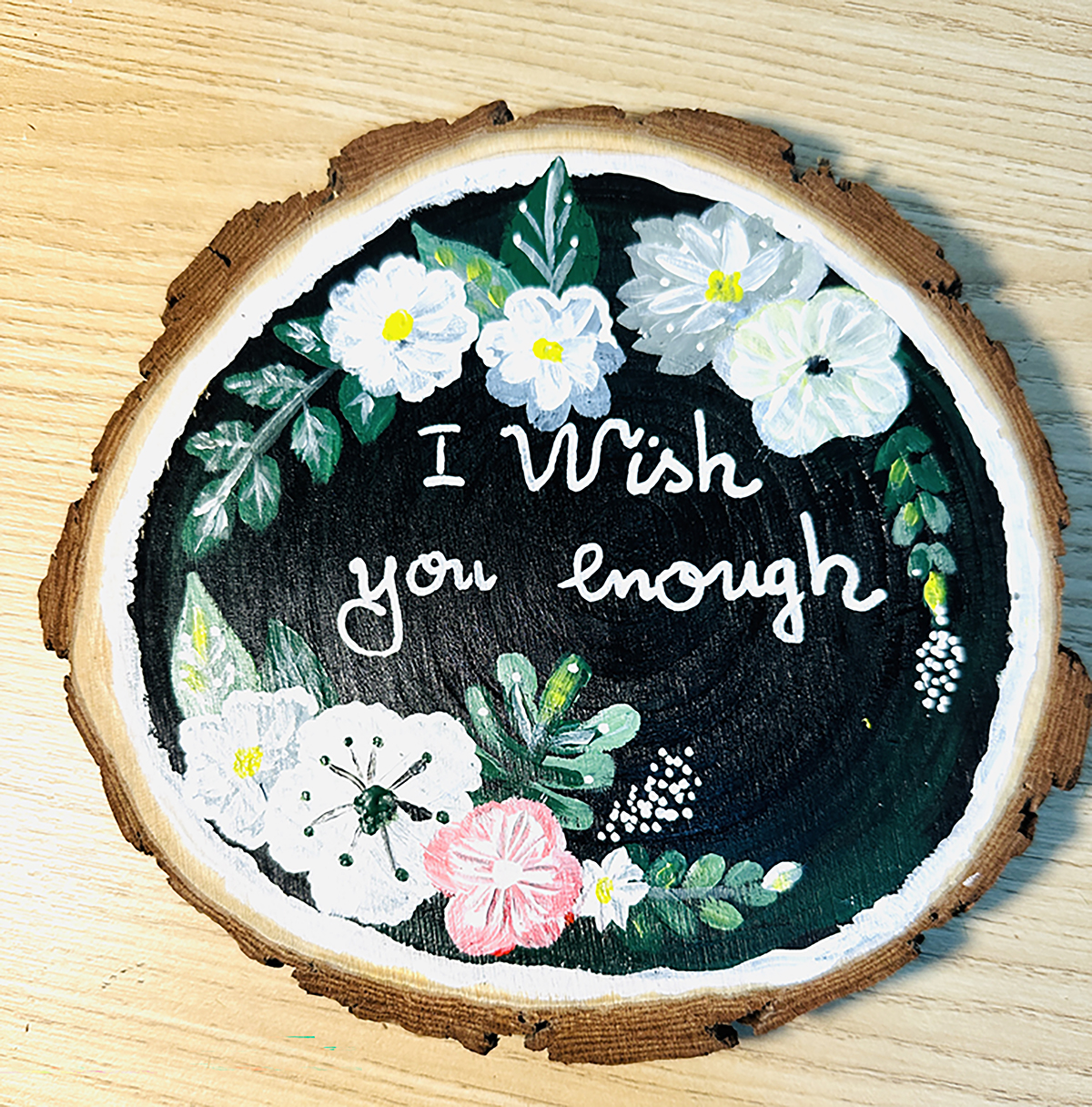 Tranh Vẽ Tay Trên Gỗ Thông I Wish You Are Enough – Decor Bàn Làm Việc – Quà Tặng Handmade Độc Bản