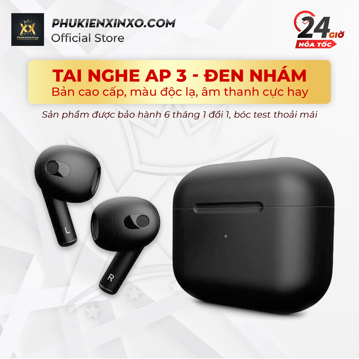 Tai Nghe Bluetooth AP Gen 3 phiên bản đen nhám mới nhất, cảm ứng lực bóp, định vị, sạc Không Dây, đổi tên, full setting - PHỤ KIỆN ĐIỆN THOẠI XỊN XÒ