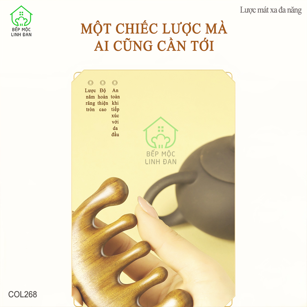 Lược Gỗ Thơm Răng Thưa Độc Đáo Chuyên Dụng Mát Xa Dưỡng Sinh