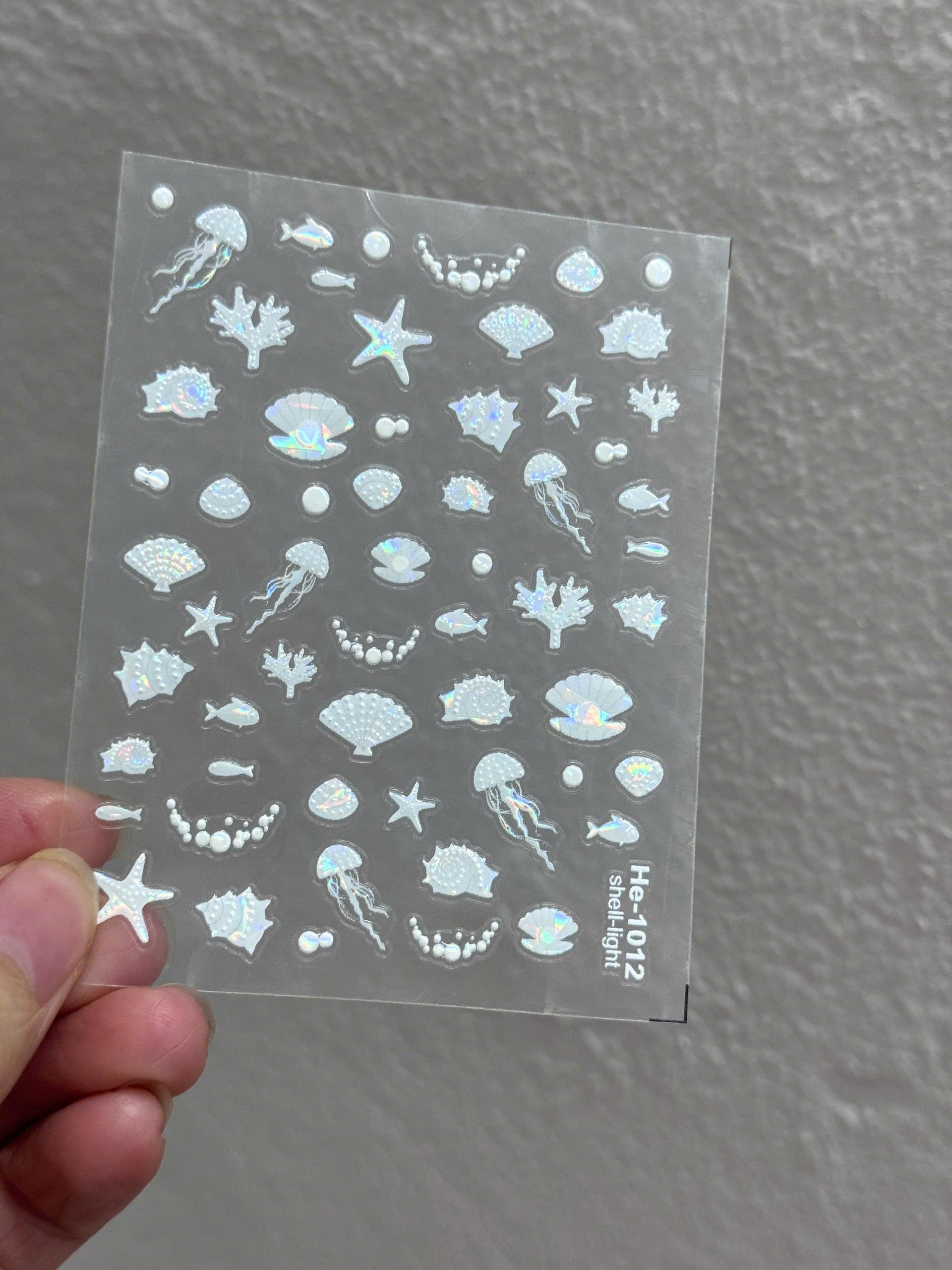 Sticker 5D Biển Cả Hình Sao Sò Ốc Biển Cá Heo Nhiều Màu Pastel Làm Nail Du Lịch Mùa Hè, Hình Dán Móng Ngọc Trai BLUE SEA Sứa Biển Nổi Mix Kiểu