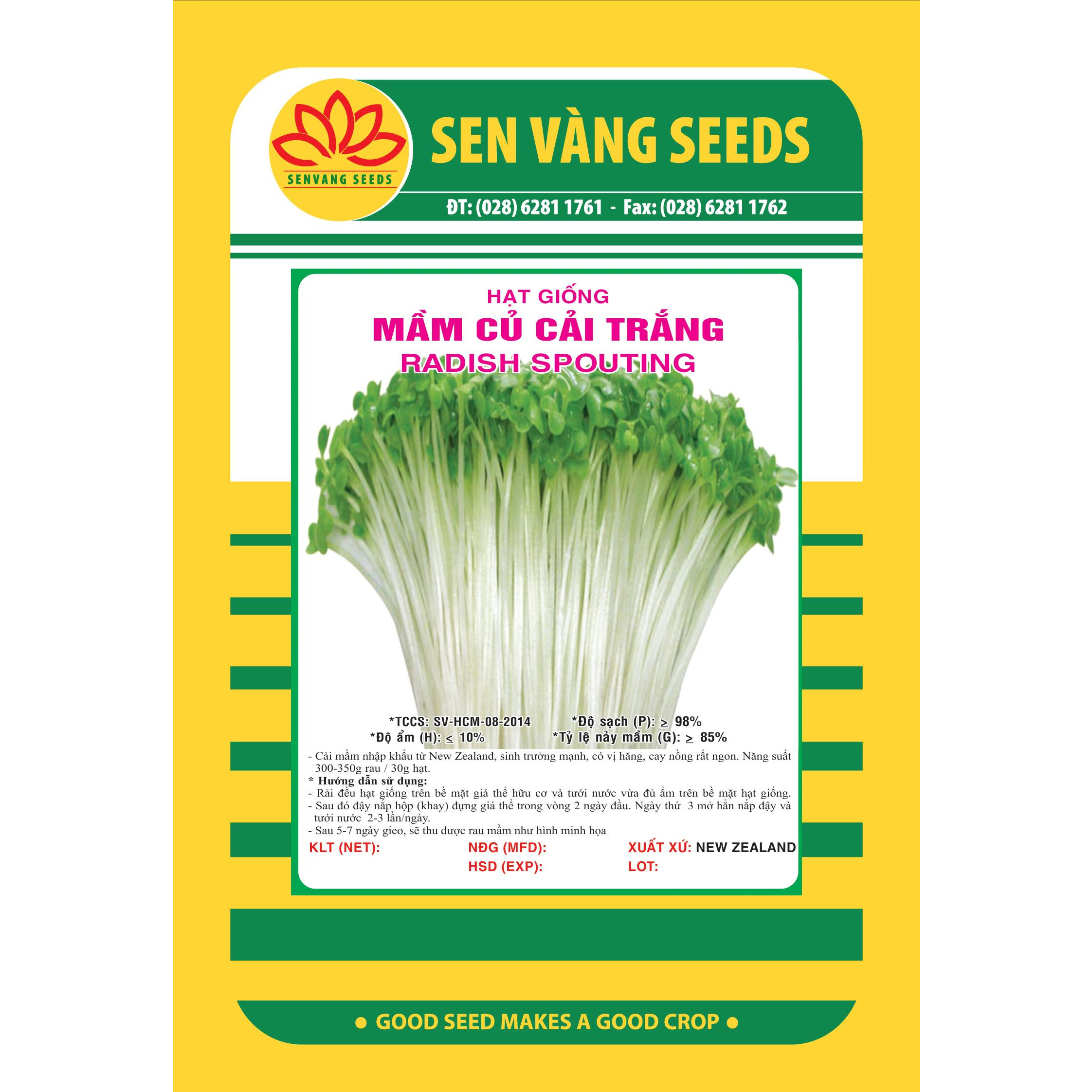 Hạt giống rau mầm củ cải trắng gói 100g VTS119