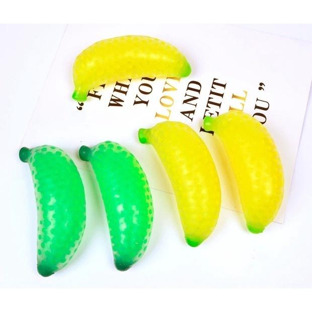 Squishy CHUỐI BÓP RA HẠT MÀU XANH MÀU VÀNG Mochi mềm mịn dễ thương chân thực giảm stress co dãn đàn hồi ngộ nghĩnh bóp g