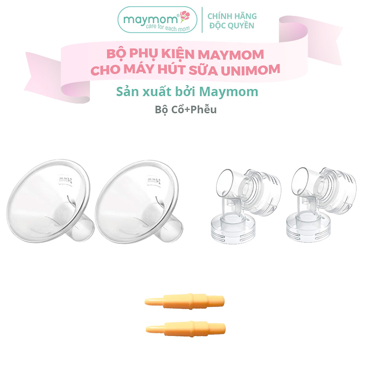 Bộ Phụ Kiện Máy Hút Sữa Unimom Thương Hiệu Maymom, Phễu Hút Sữa Size Từ 10-32mm