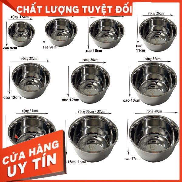 Thau, chậu sâu lòng inox siêu dày nhiều size 18,20,22,24,26,28,30,32,34,36,38,40cm