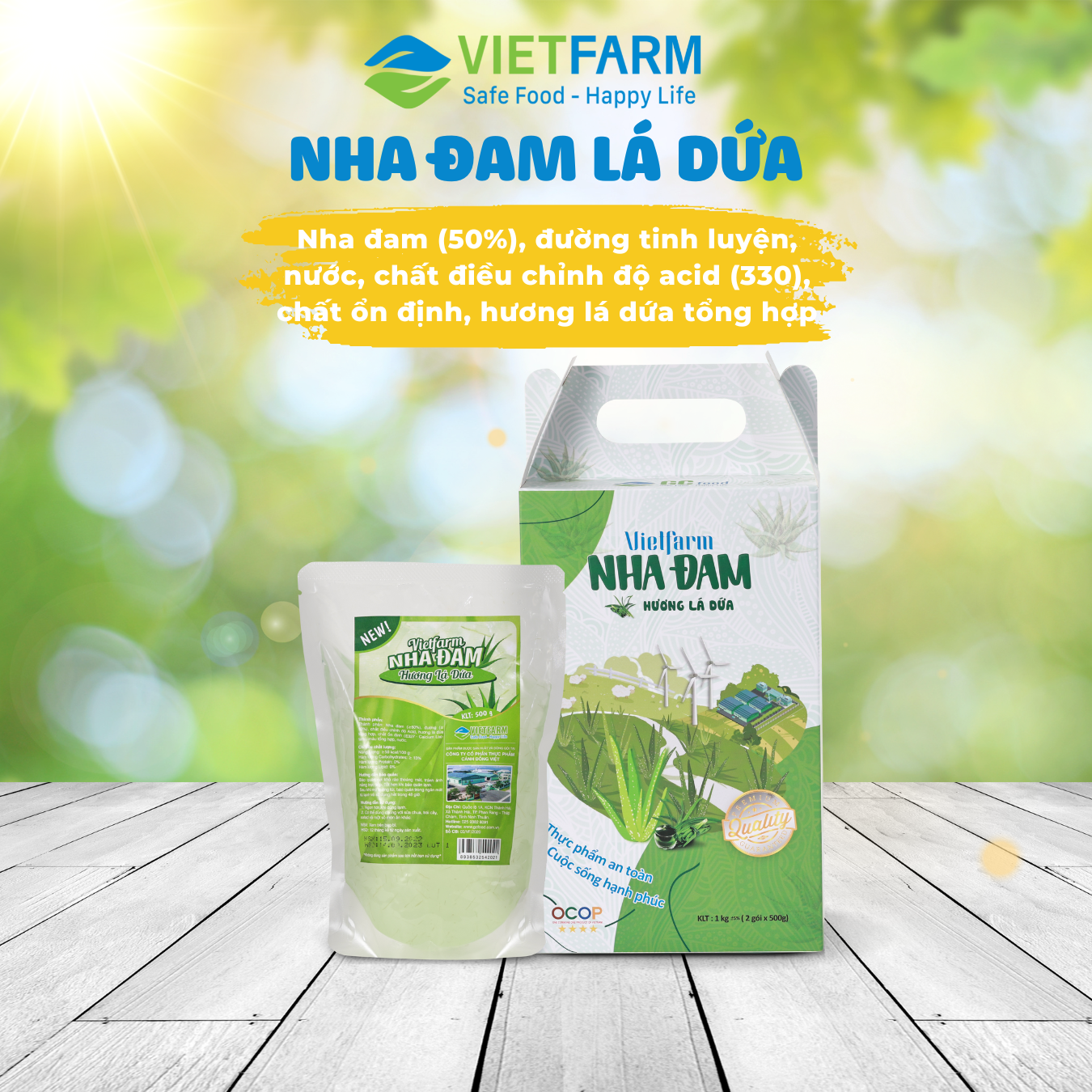 Nha đam hương dứa Vietfarm hộp 1kg