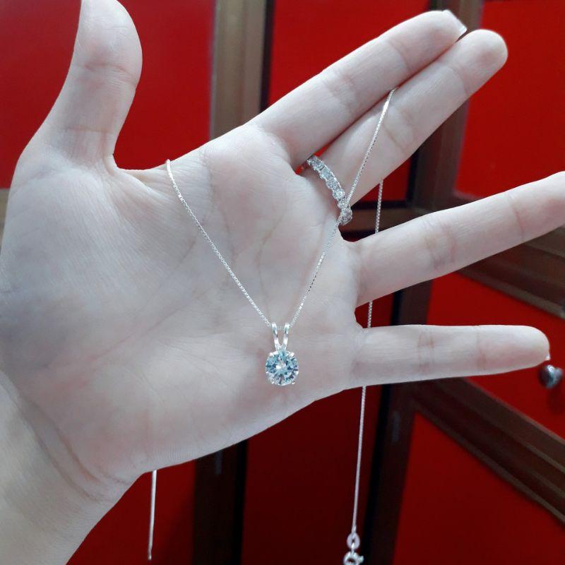 Dây chuyền bạc liền mặt đính đá YN JEWELRY