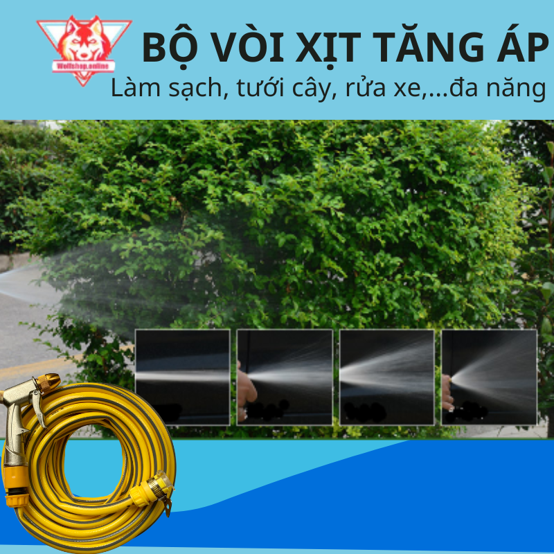 Vòi xịt tăng áp đa chức năng tưới cây, vệ sinh nhà cửa, rửa xe với 2 chế độ loại 15m