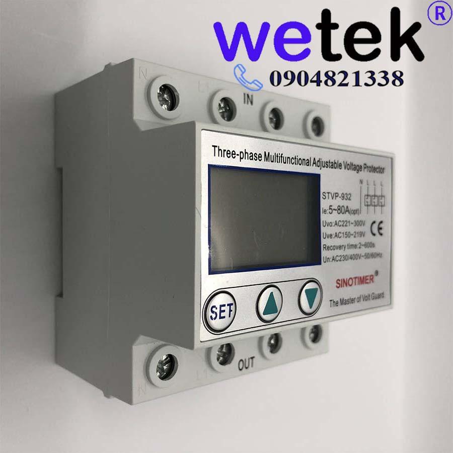 STVP-932 80A Rơ le điện áp 3 pha điện tử hiện số Sinotimer, dân dụng công nghiệp