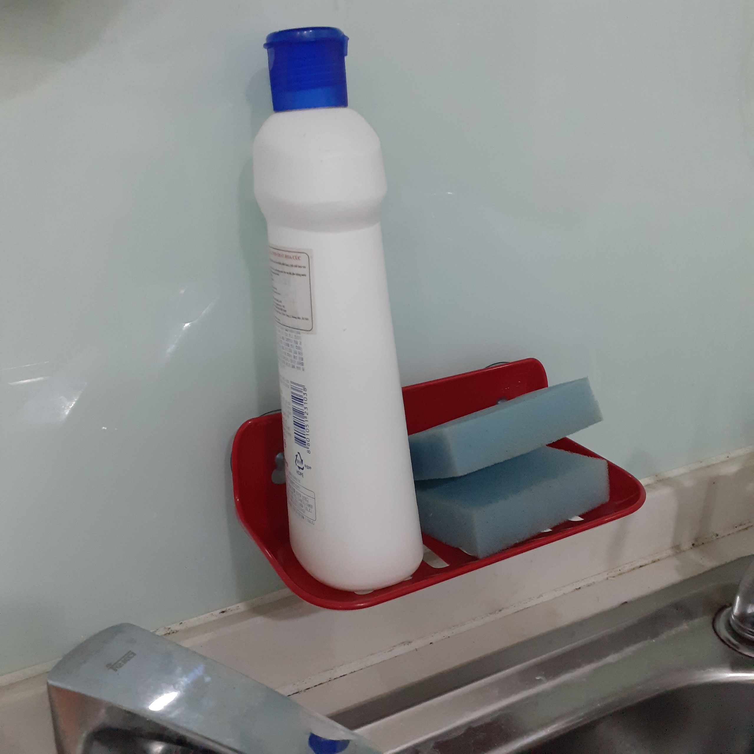 Kệ đựng giẻ và chai nước rửa bát siêu chắc + Tặng gói hồng trà sữa Maccaca siêu ngon