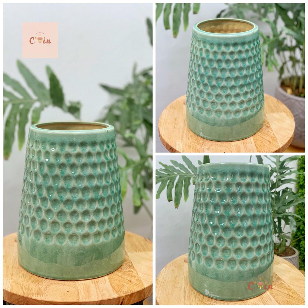 Bình hoa họa tiết 3D, Lõm tròn size to các màu - Bình hoa gốm, Lọ hoa Decor Trang Trí - Gốm Xuất Khẩu