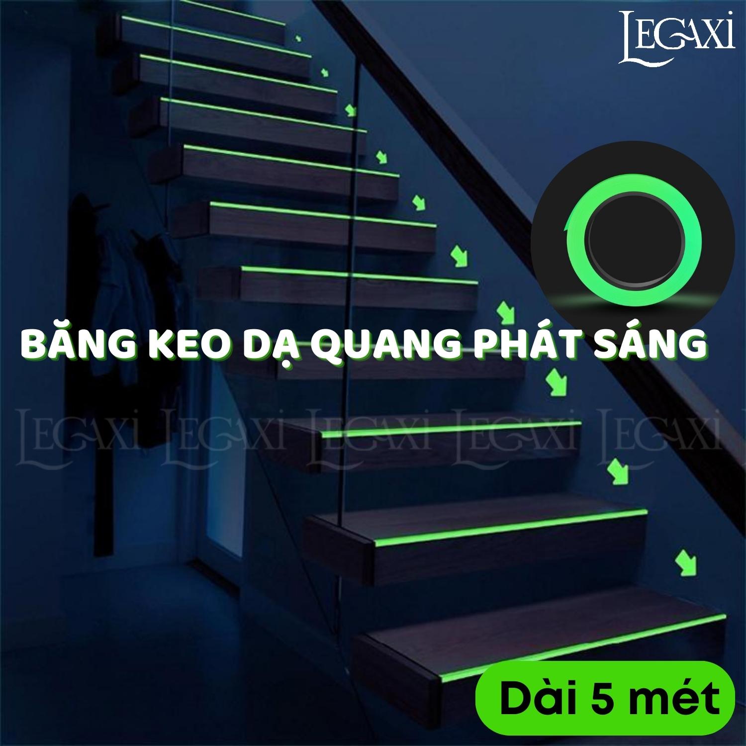 Băng keo dạ quang phát sáng dài 5 mét, miếng dán phản quang dán cầu thang, trang trí, ổ điện, xe đạp, xe oto Legaxi