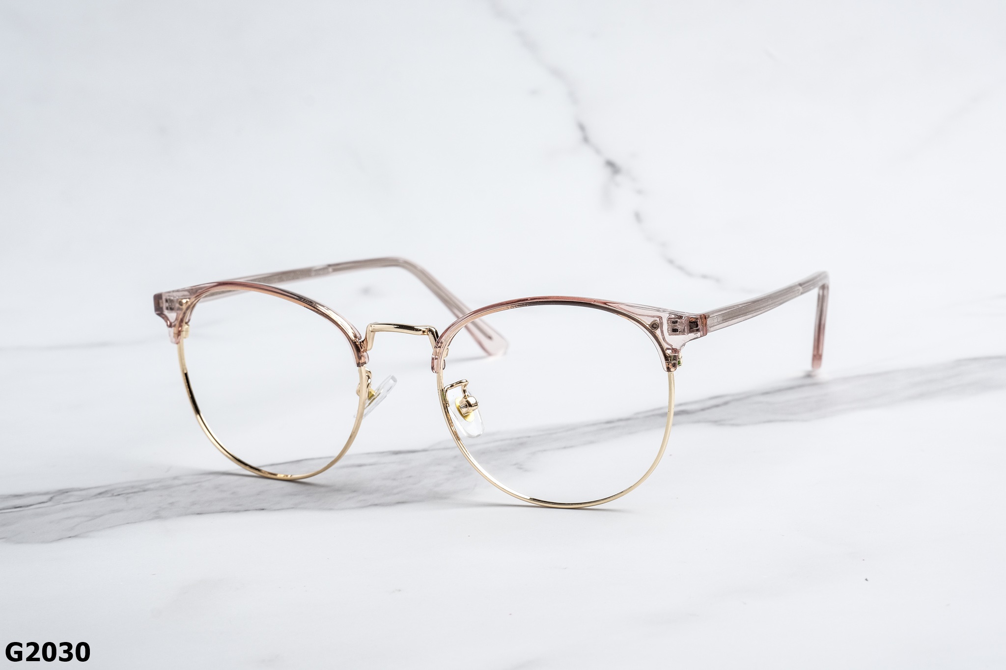 Gọng Kính Cận Tròn Mắt Mèo Nửa Viền Unisex - G2030