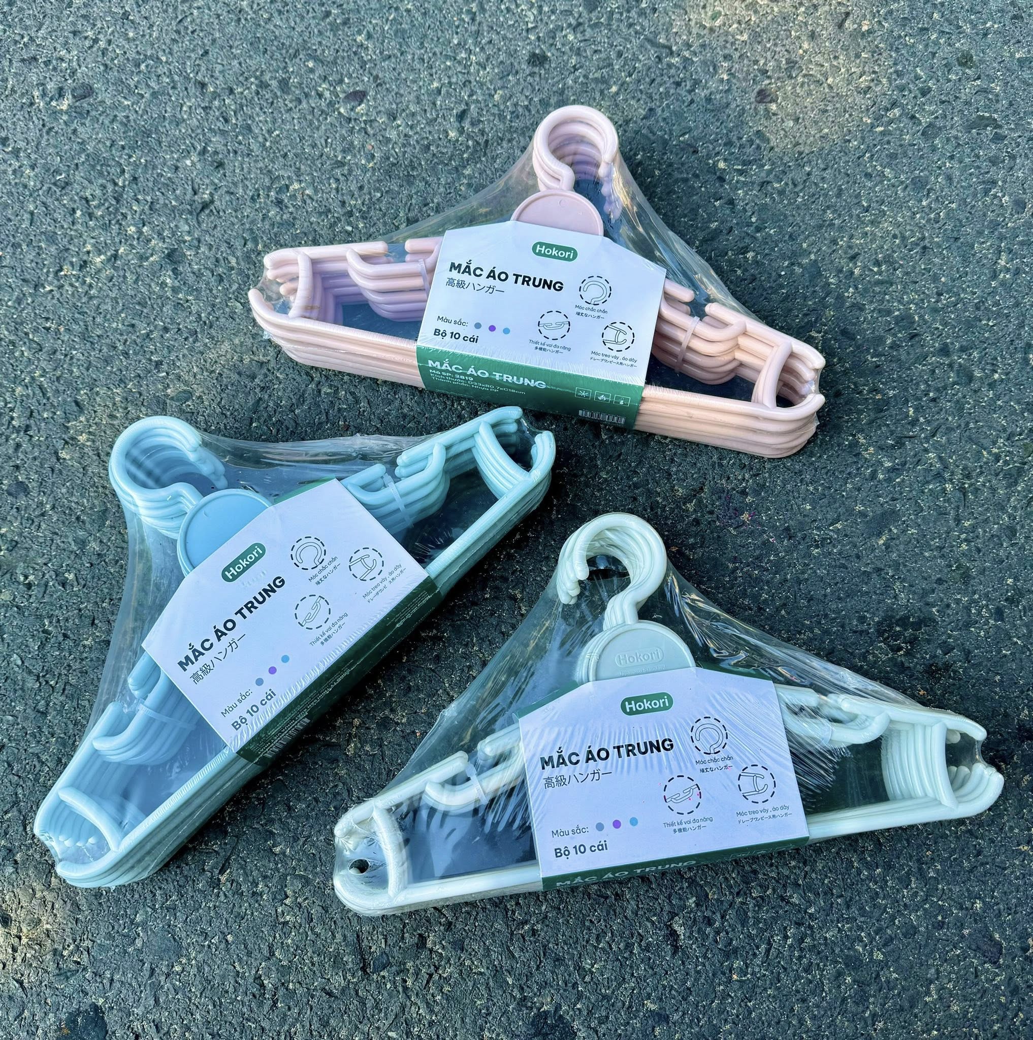 SET 10 Móc Áo Trung Hokori Vệt Nhật 2819 Đa Năng Cao Cấp - Giao màu ngẫu nhiên