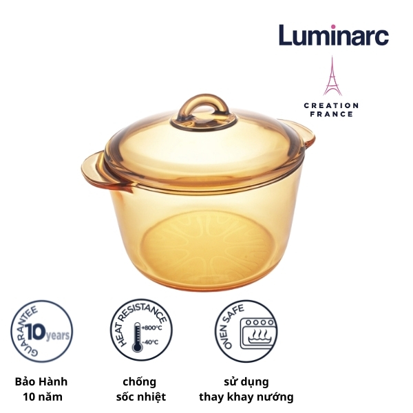 Nồi thủy tinh 3L Luminarc Amberline Granite (Bảo hành 10 năm)