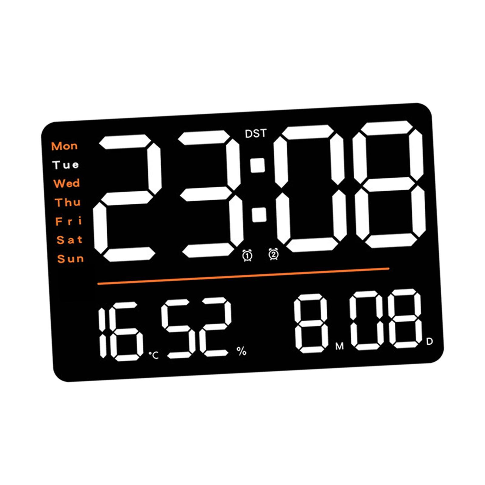 Digital Wall Clock Large Display Big Clock Wall Decor Decorations Rectangle Alarm Clock with Date LED Wall Clock for Bedroom