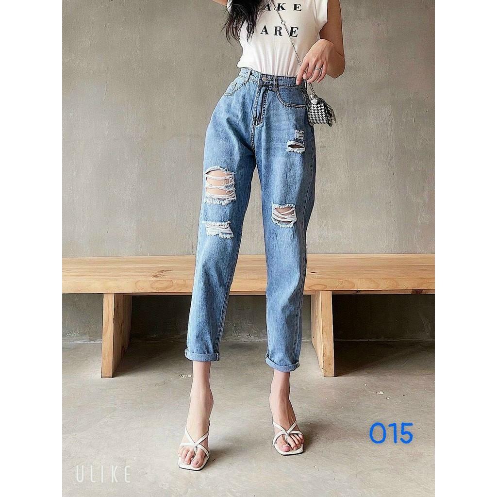 Quần baggy jean nữ rách cao cấp vải denim co dãn nhẹ wash màu chuẩn Phuongnamshop20 z71