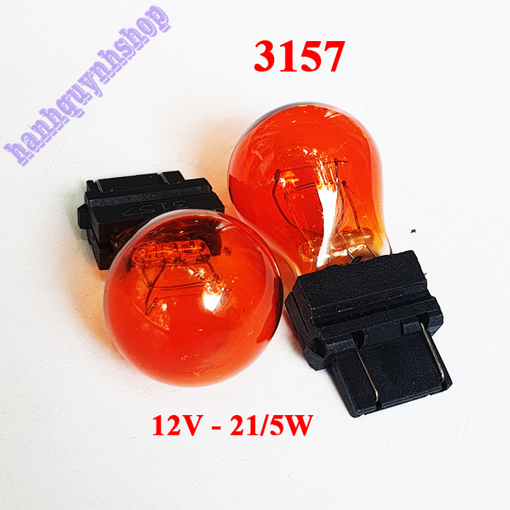 2 Bóng đèn ô tô 3157 12V 21/5W màu vàng 2 tóc đui cắm