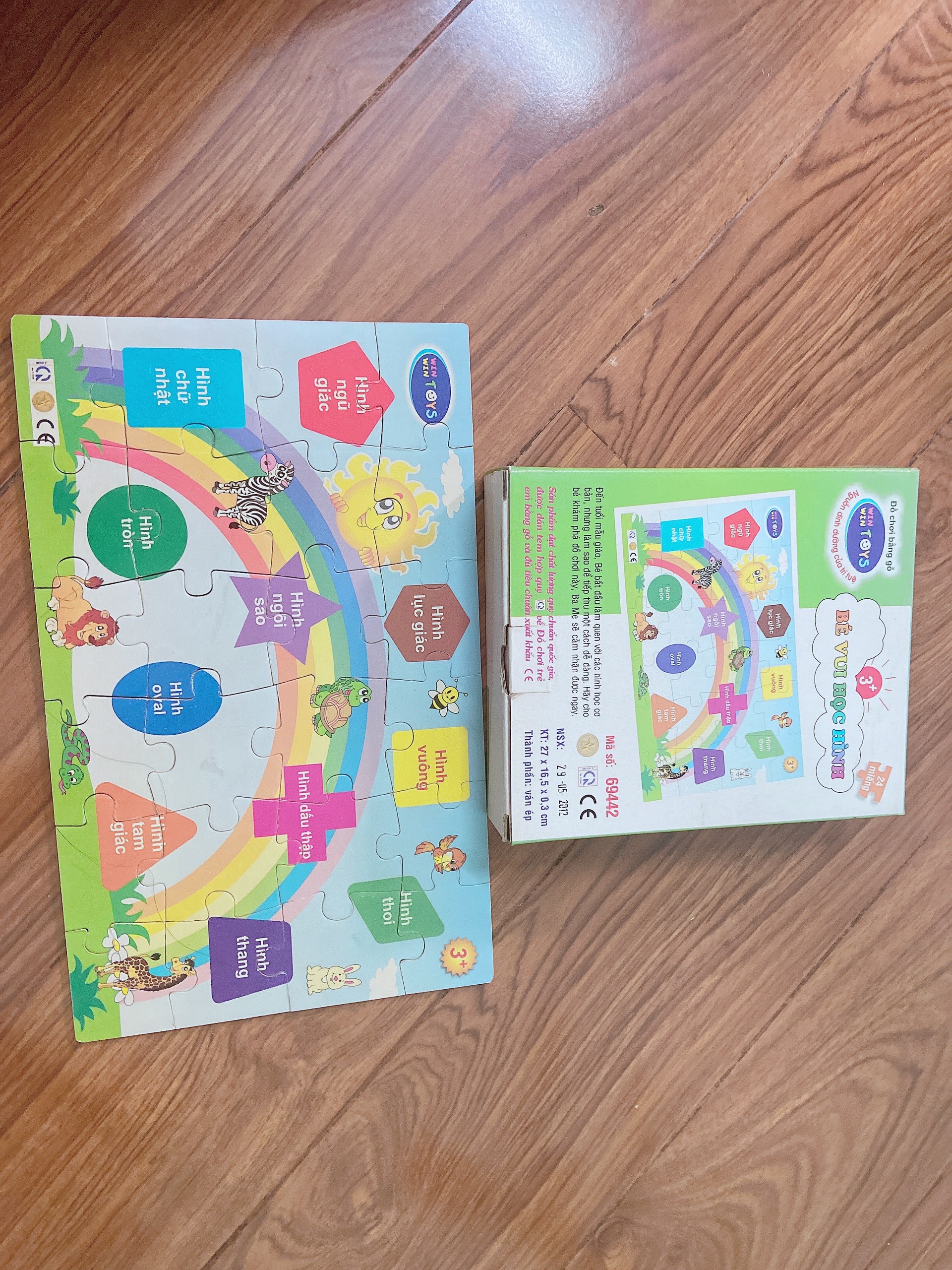 Đồ chơi Bé vui học chữ và hình học Winwintoys bằng gỗ tự nhiên 100% an toàn, rèn luyện trí thông minh