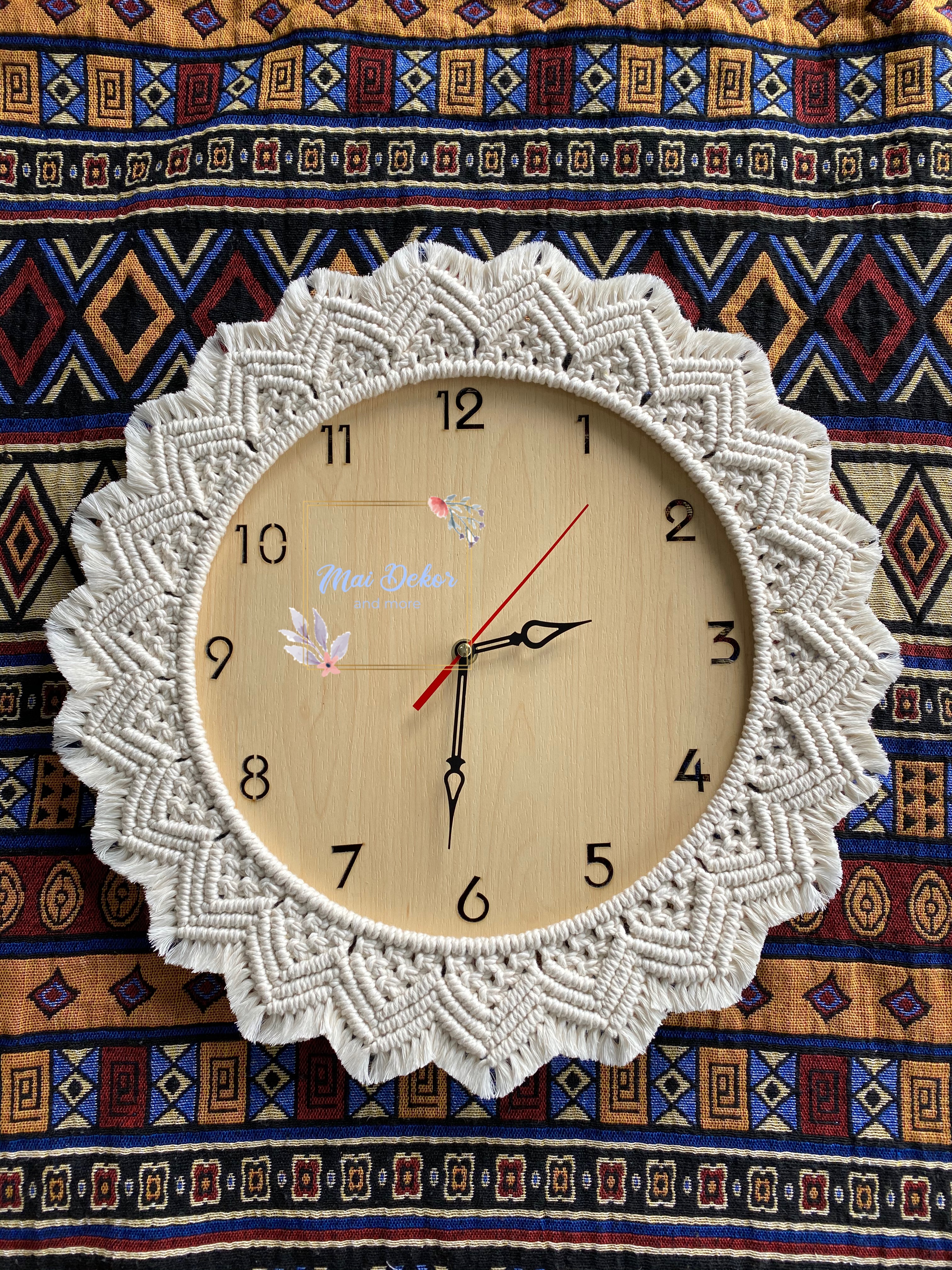 Đồng hồ treo tường Macrame hoa xoè