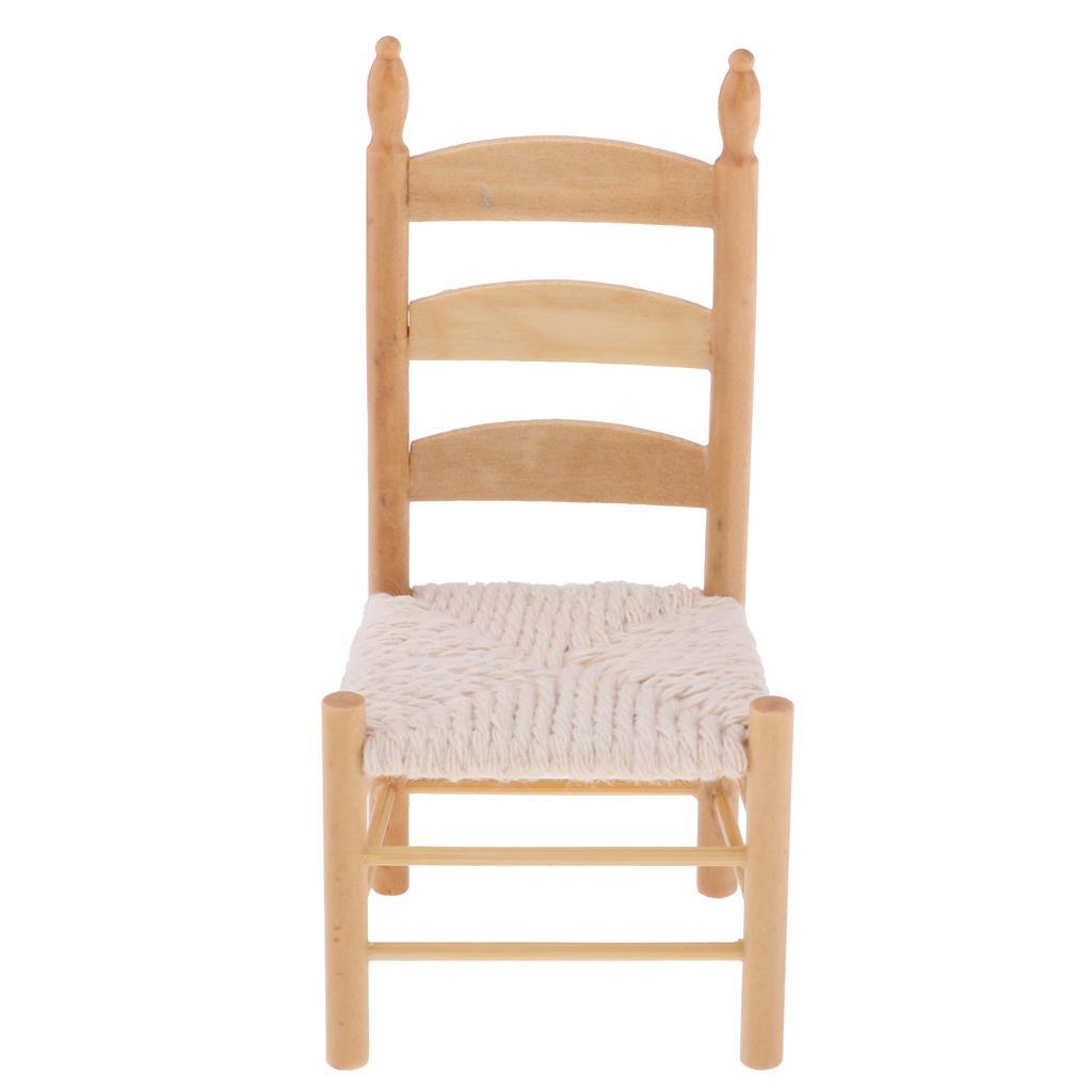 1/12 Miniature Furniture Wooden Chair For Dolls House Dining Room Accs