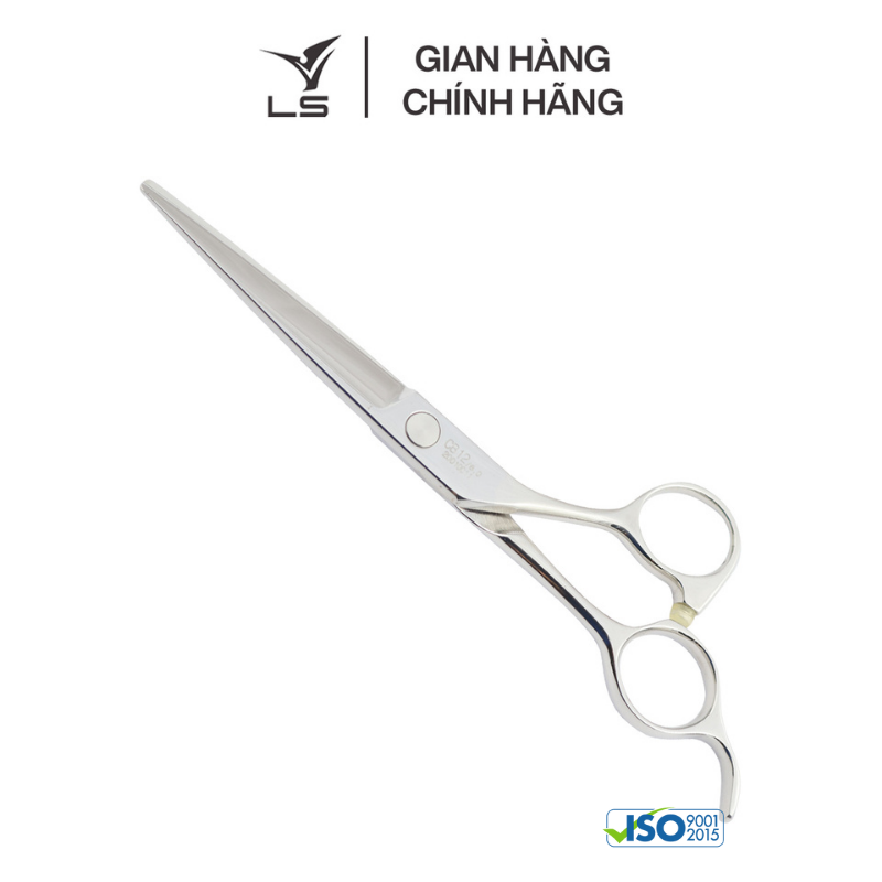 Kéo cắt tóc LS lưỡi thẳng quai offset phẳng đỡ ngón cố định CB12/6.0