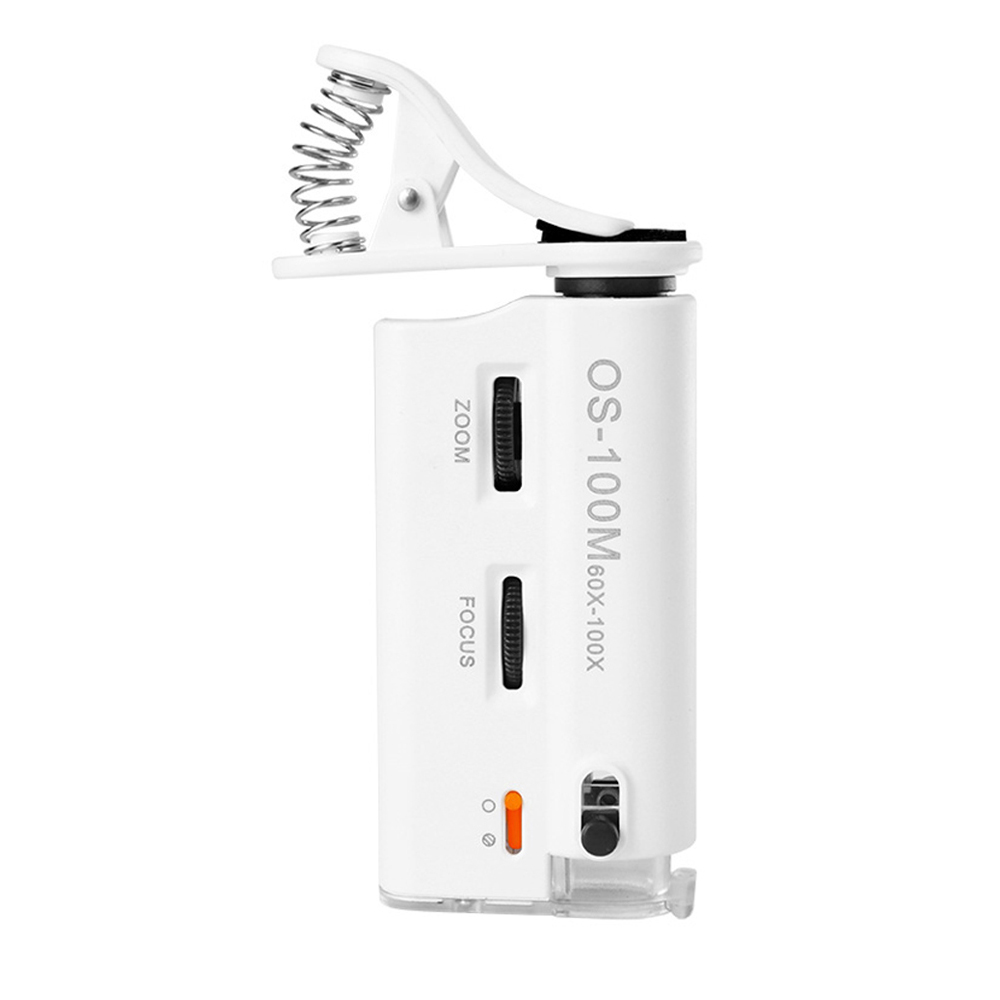 Ống kính hiển vi 60-100x đa năng dạng kẹp cho điện thoại với đèn LED/UV hỗ trợ