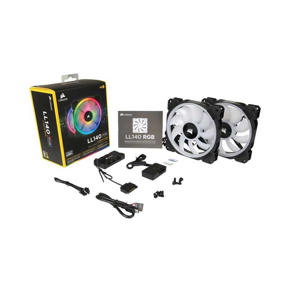 Bộ 2 quạt máy tính 140mm Corsair  LL140 RGB kèm Node PRO - Hàng Chính Hãng