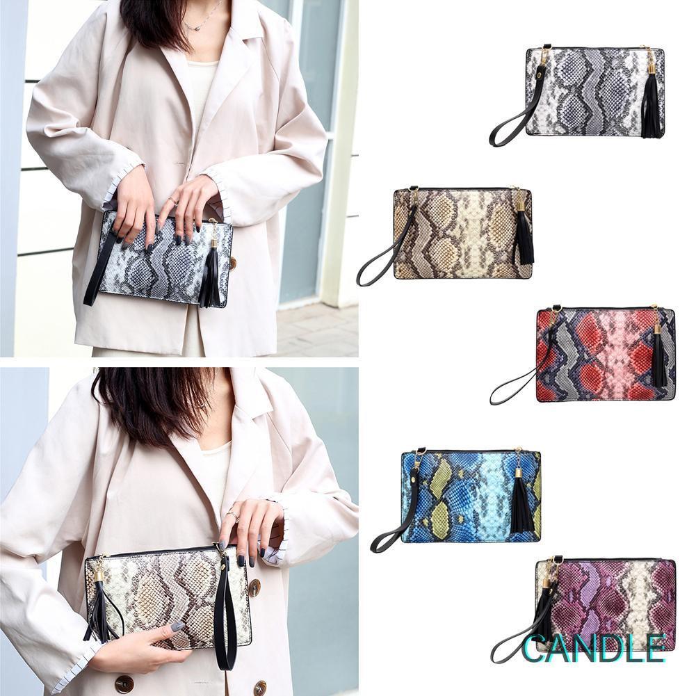 Ví Da Nữ Cầm Tay Có Dây Kéo Tua Rua