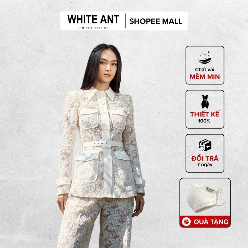 Áo Sơ Mi Nữ Công Sở Dài Tay WHITE ANT KIERA CASE BAG SHIRT Tặng Kèm Đai Eo Hiện Đại, Chất Ren Cotton 170300142