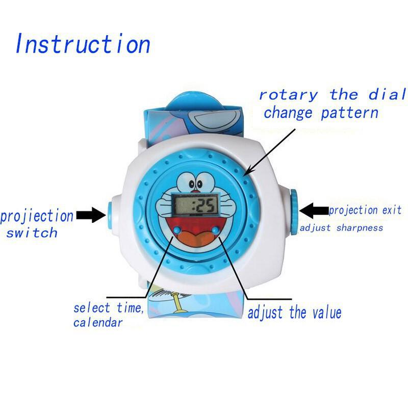 Đồng hồ kèm đèn led chiếu sáng 3D hình Hello Kitty / Doraemon 12 mẫu hình