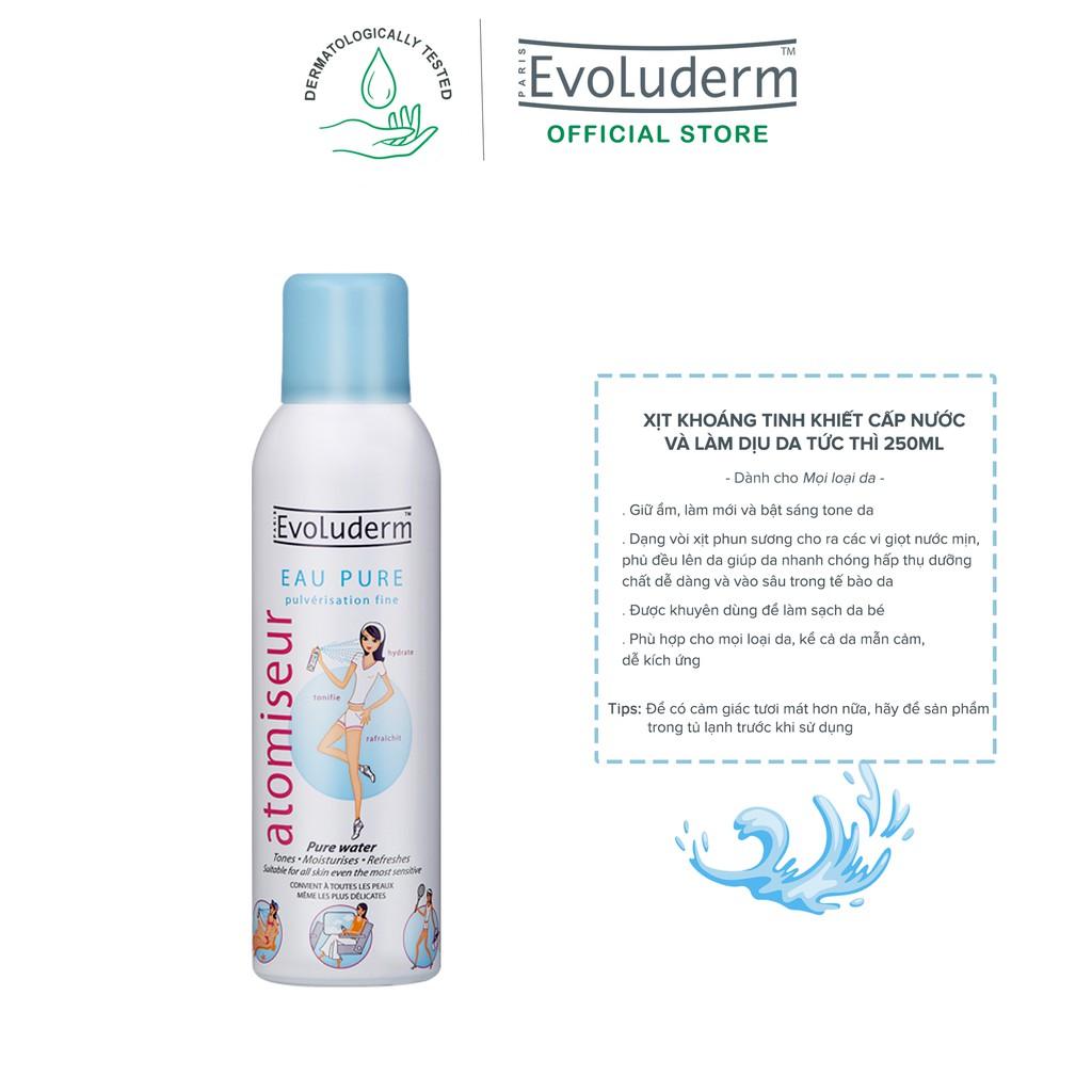 Xịt khoáng Evoluderm giúp dưỡng ẩm cấp nước và làm dịu làn da - Evoluderm Atomiseur Eau Pure 150ml (12206)