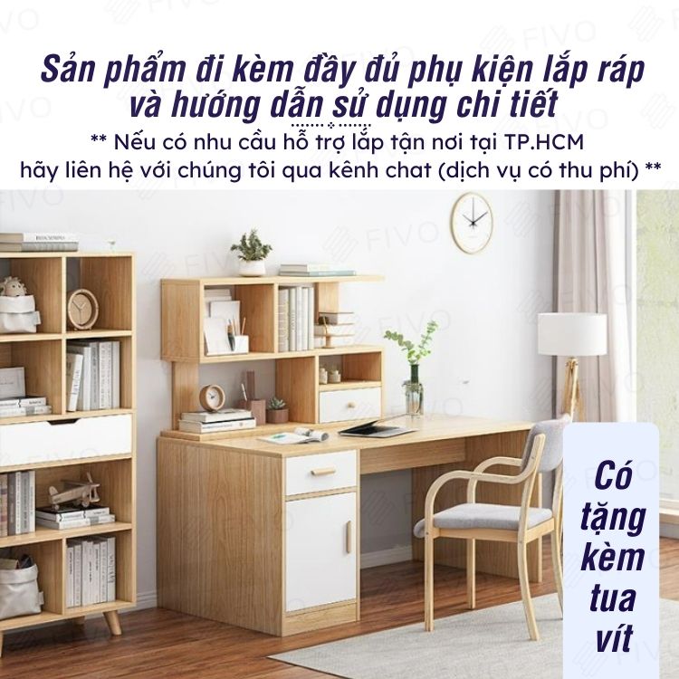 Kệ Gỗ Để Bàn Đa Năng Chất Liệu MDF FIVO FB20S8X Để Đồ Tiện Lợi Dễ Dàng Lắp Ráp (80 x 20 x 60 cm) - Hàng Chính Hãng