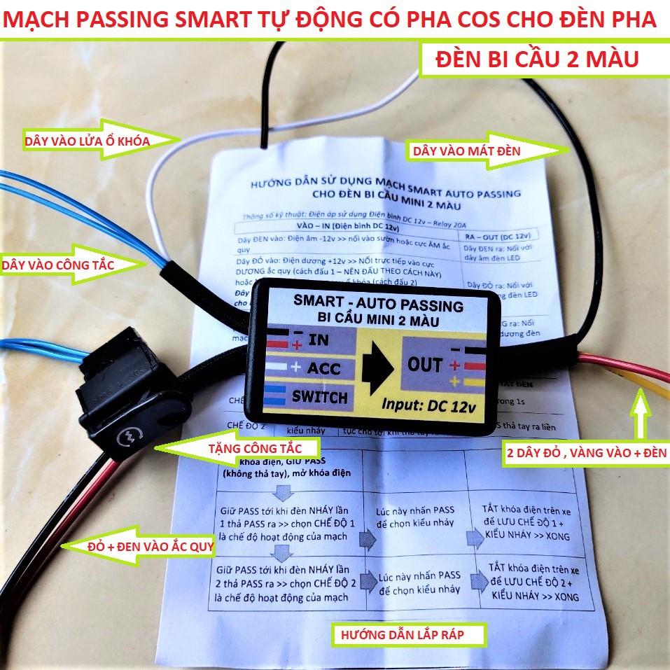 Mạch cảm ứng xuyên nhựa đèn trợ sáng bi cầu 2 màu passing 3s  Smart tự động 4 chế độ mẫu mới loại tốt