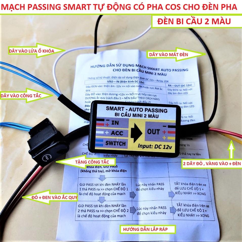 Mạch passing 3s auto cho đèn bi cầu 2 màu pha cốt có học lệnh nhiều chế độ